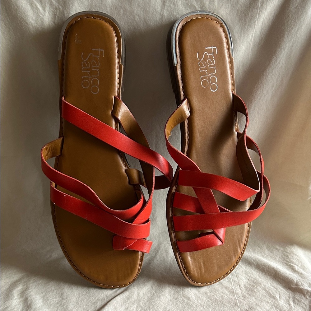 Franco Sarto Orange and Brown Strappy Sandals
